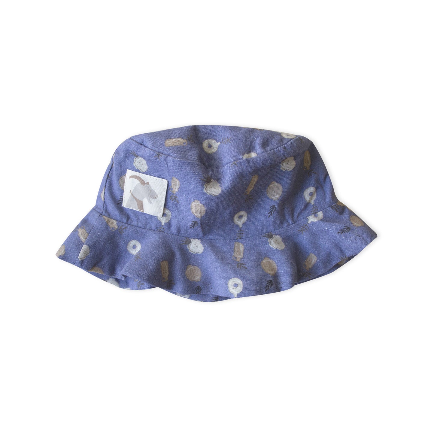 Organic Double Sided Baby 'Blue Ice Plant Ceramics' Woven Hat
