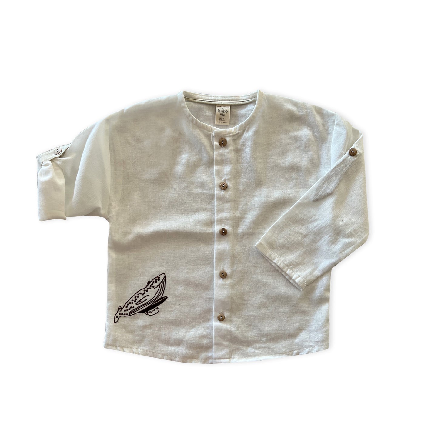 UNDYED ’SURFING WHALE’ SHIRT -Organic cotton and Linen
