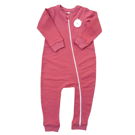 Organic Warm Zip Jumpsuit -Aged 0m to 12m- Colored Cherry