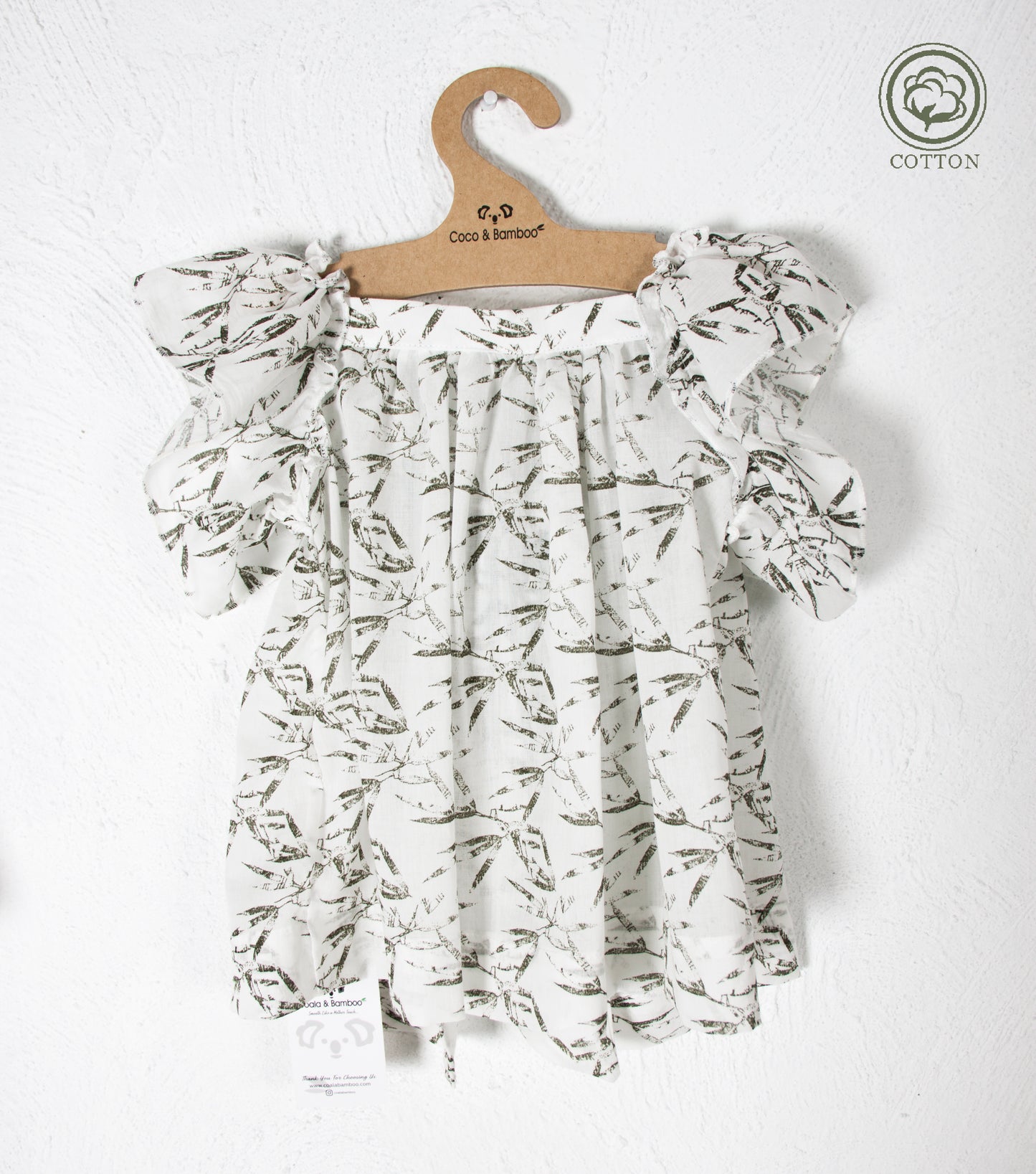 Leaf Patterned Blouse for Girls- Aged 2 Yrs to 9 Yrs- Colored Ecru