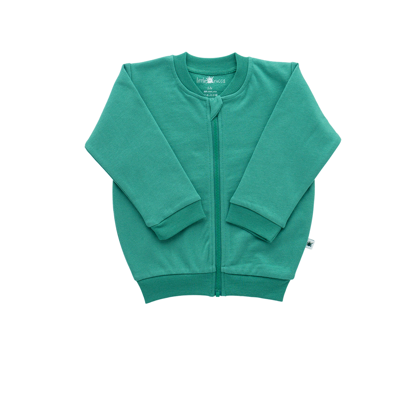 Organic "Bomber" jacket -Aged 6m to 5 Yrs- Colored Green