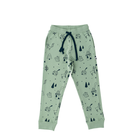 green organic cotton Jogger sweatpants for Boys and girls