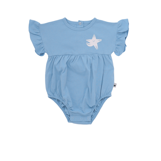 Organic cotton Mermaid Romper - Aged 0m to 3 Yrs-  Colored  Cloud Blue