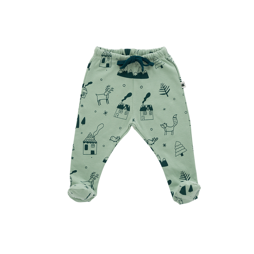 "Moonwalk" Footed Pants -Aged 0m to 6m-Colored Basil
