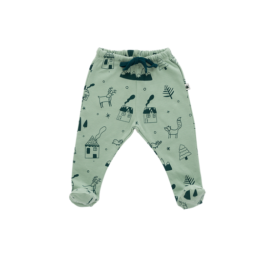 "Moonwalk" Footed Pants -Aged 0m to 6m-Colored Basil