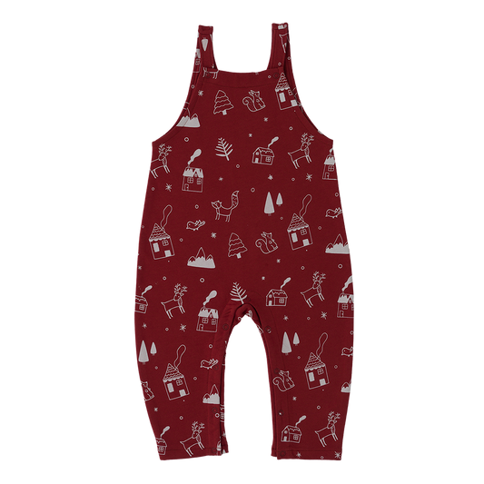 organic cotton Dungarees for girls and boys  - Aged 6m to 3 Yrs- Colored Bordeaux