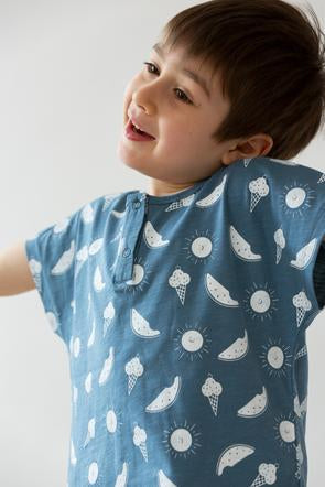 "Party" T-shirt -  Aged 6m to 3 Yrs- Colored Blue