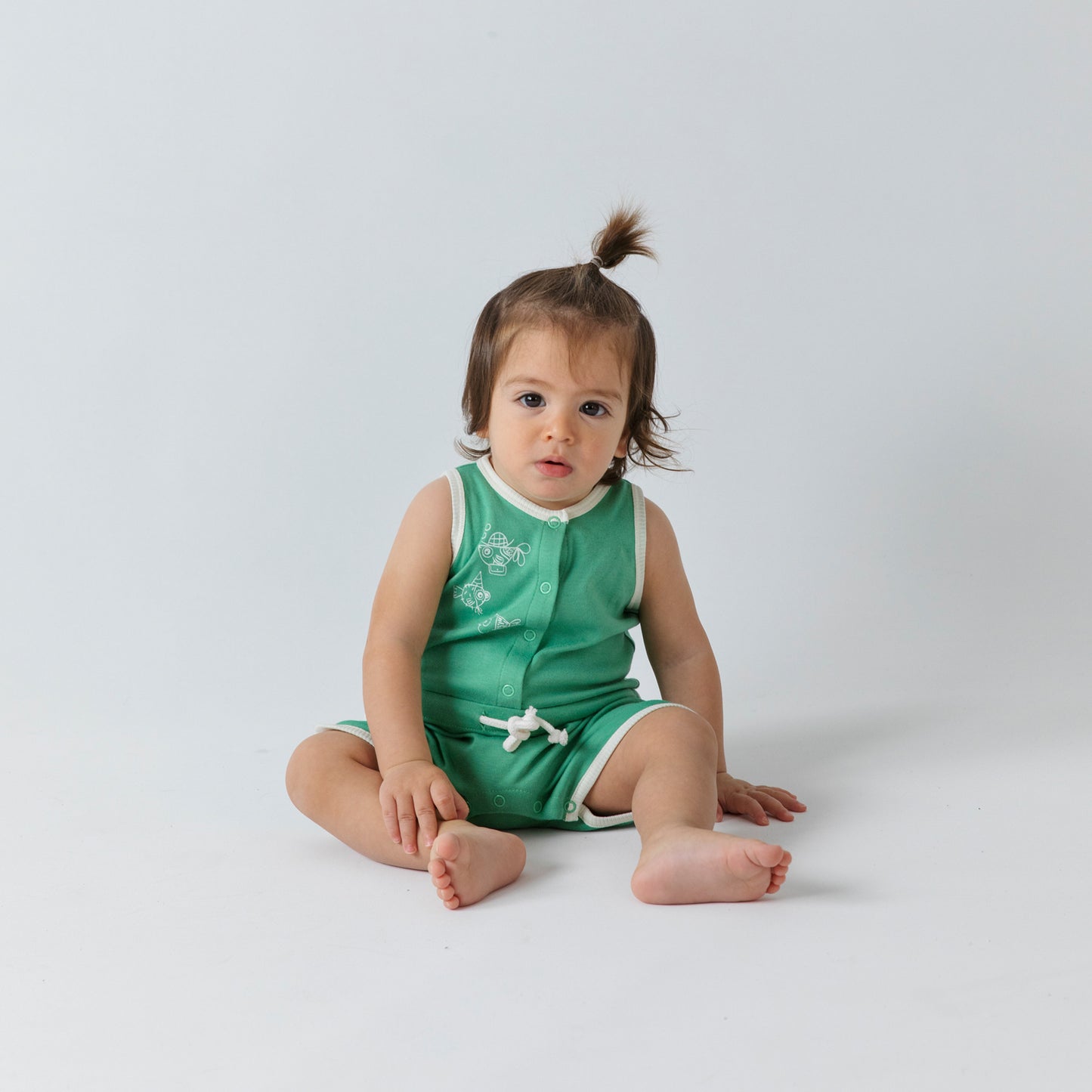 Retro Romper - Aged 0m to 5 Yrs-  Colored Green