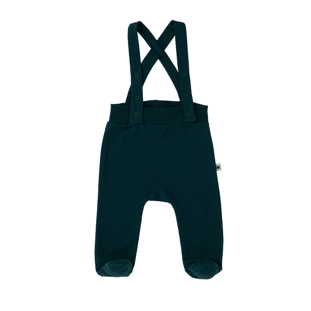 "Seed" Baby Dungarees -Aged 0m to 6m- Colored Pine Green