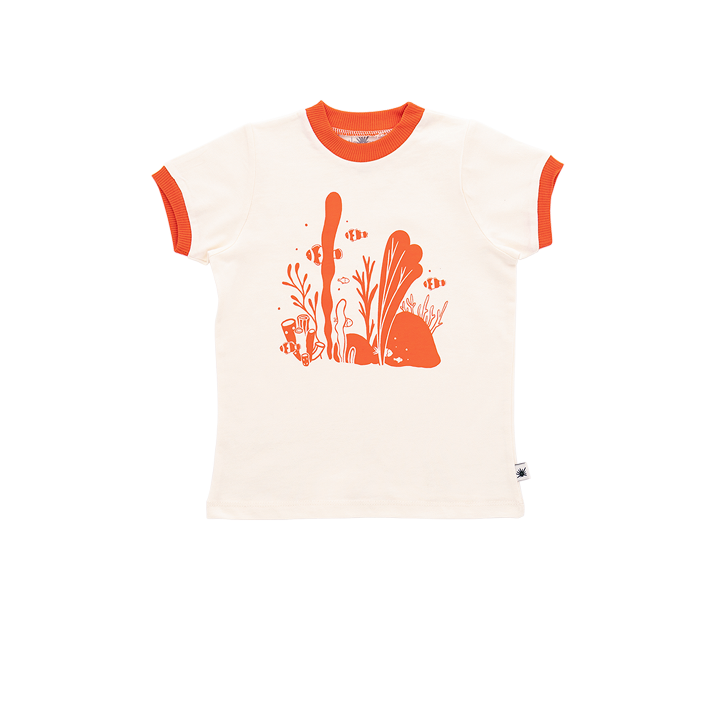 Sporty T-shirt - Aged 6m to 7 Yrs- Colored Offwhite-Orange