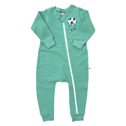 Organic Warm Zip Jumpsuit -Aged 0m to 12m- Colored Green