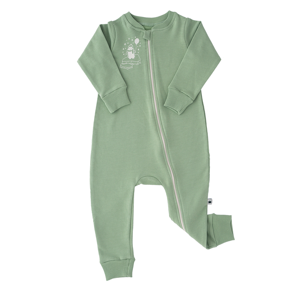 organic cotton Long-sleeve, non footed, double fleece jumpsuit with a zipper