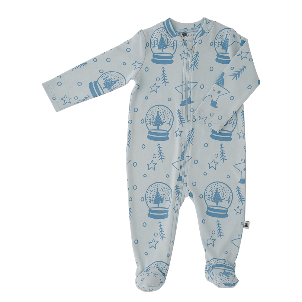 organic cotton Long-sleeve, footed, double fleece jumpsuit with a two way zipper